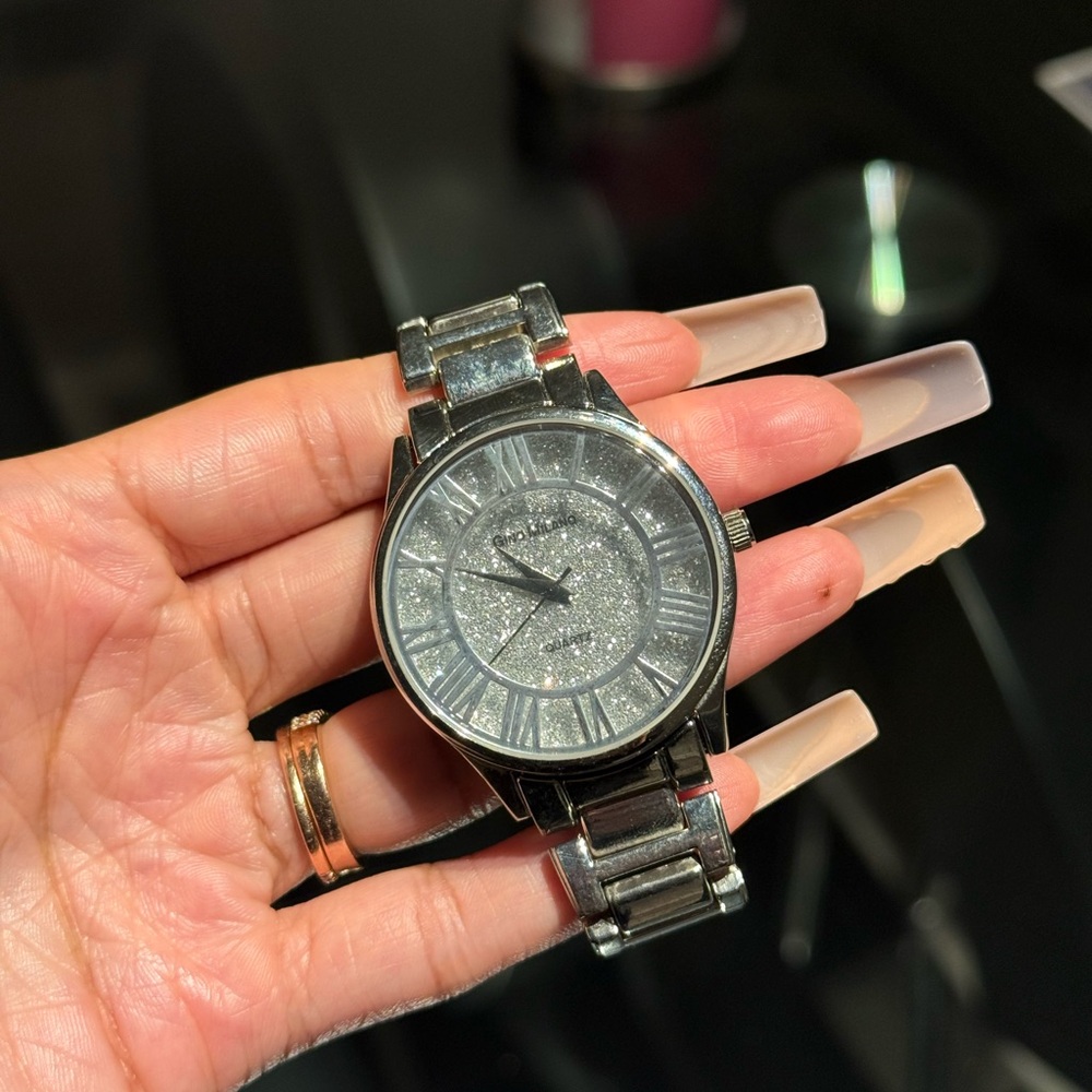Silver Glitter Dial Watch